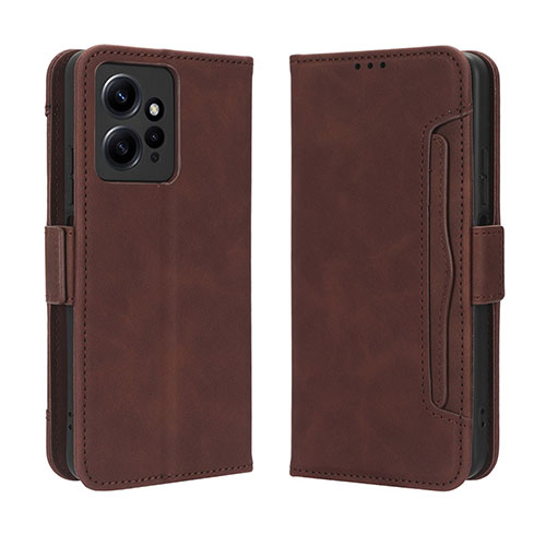 Leather Case Stands Flip Cover Holder BY3 for Xiaomi Redmi Note 12 4G Brown