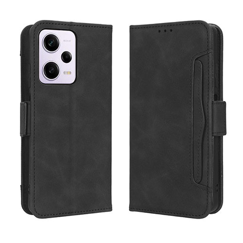 Leather Case Stands Flip Cover Holder BY3 for Xiaomi Redmi Note 12 Explorer Black