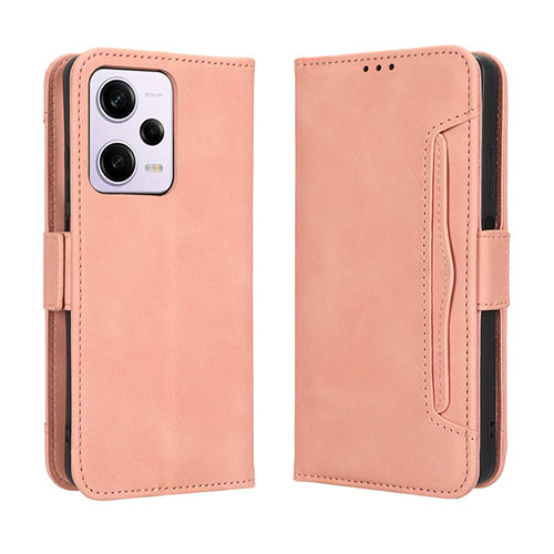 Leather Case Stands Flip Cover Holder BY3 for Xiaomi Redmi Note 12 Pro+ Plus 5G Pink