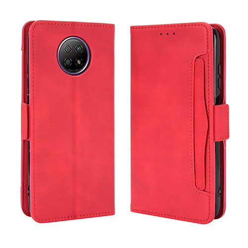 Leather Case Stands Flip Cover Holder BY3 for Xiaomi Redmi Note 9 5G Red