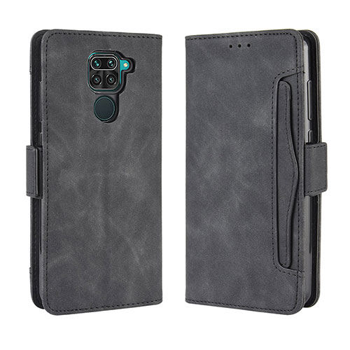 Leather Case Stands Flip Cover Holder BY3 for Xiaomi Redmi Note 9 Black