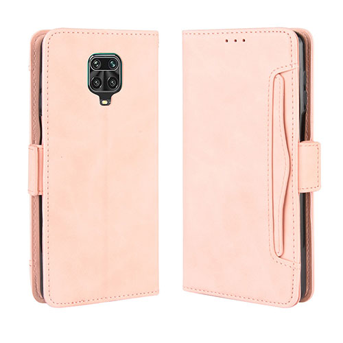 Leather Case Stands Flip Cover Holder BY3 for Xiaomi Redmi Note 9S Pink