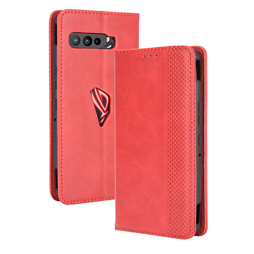 Leather Case Stands Flip Cover Holder BY4 for Asus ROG Phone 3 Red