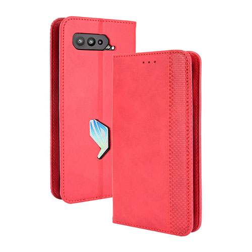 Leather Case Stands Flip Cover Holder BY4 for Asus ROG Phone 5 Pro Red