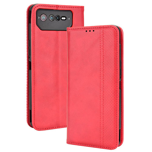 Leather Case Stands Flip Cover Holder BY4 for Asus ROG Phone 6 Pro Red