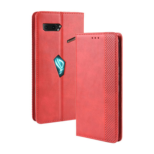 Leather Case Stands Flip Cover Holder BY4 for Asus ROG Phone II ZS660KL Red