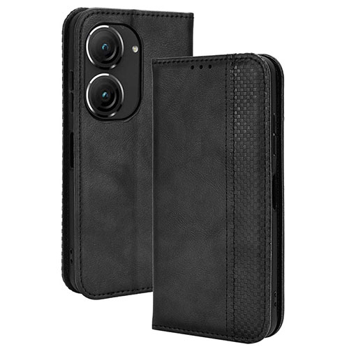 Leather Case Stands Flip Cover Holder BY4 for Asus ZenFone 10 Black