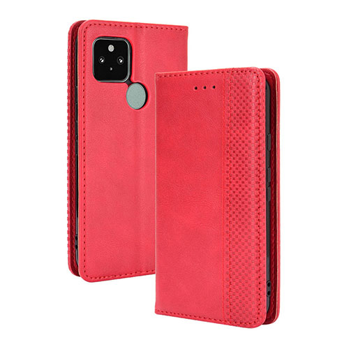 Leather Case Stands Flip Cover Holder BY4 for Google Pixel 5 Red