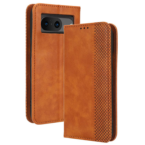 Leather Case Stands Flip Cover Holder BY4 for Google Pixel 8 5G Brown