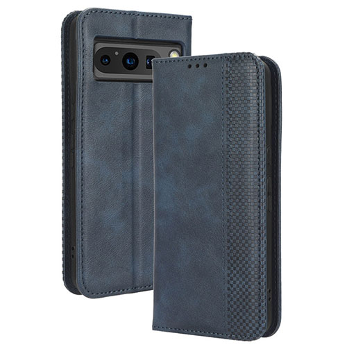 Leather Case Stands Flip Cover Holder BY4 for Google Pixel 8 Pro 5G Blue