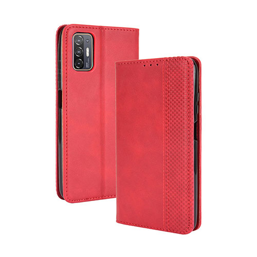 Leather Case Stands Flip Cover Holder BY4 for HTC Desire 21 Pro 5G Red