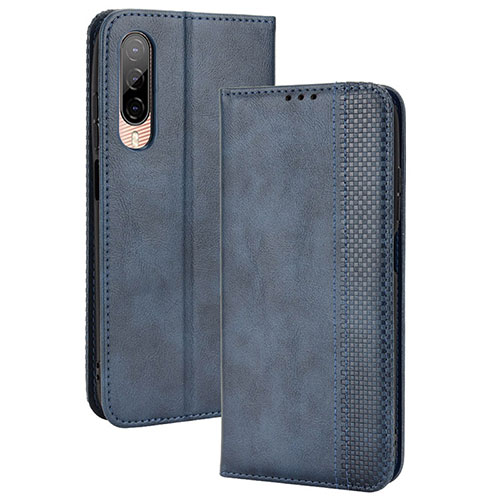 Leather Case Stands Flip Cover Holder BY4 for HTC Desire 22 Pro 5G Blue