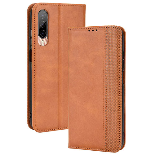 Leather Case Stands Flip Cover Holder BY4 for HTC Desire 22 Pro 5G Brown