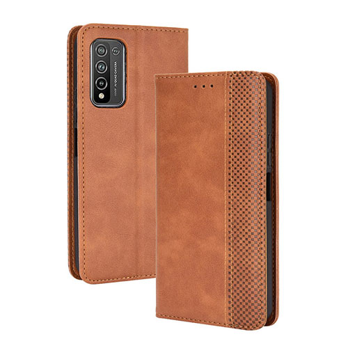 Leather Case Stands Flip Cover Holder BY4 for Huawei Honor 10X Lite Brown