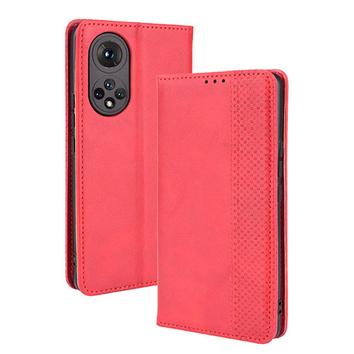 Leather Case Stands Flip Cover Holder BY4 for Huawei Honor 50 5G Red