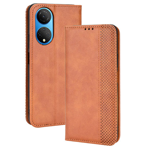 Leather Case Stands Flip Cover Holder BY4 for Huawei Honor X7 Brown