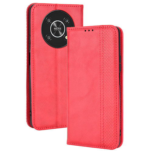 Leather Case Stands Flip Cover Holder BY4 for Huawei Honor X9 5G Red