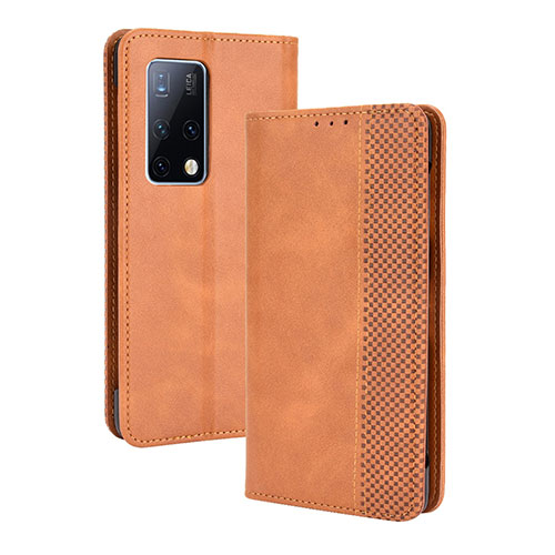 Leather Case Stands Flip Cover Holder BY4 for Huawei Mate X2 Brown