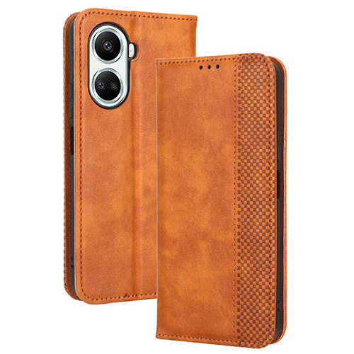 Leather Case Stands Flip Cover Holder BY4 for Huawei Nova 10 SE Brown