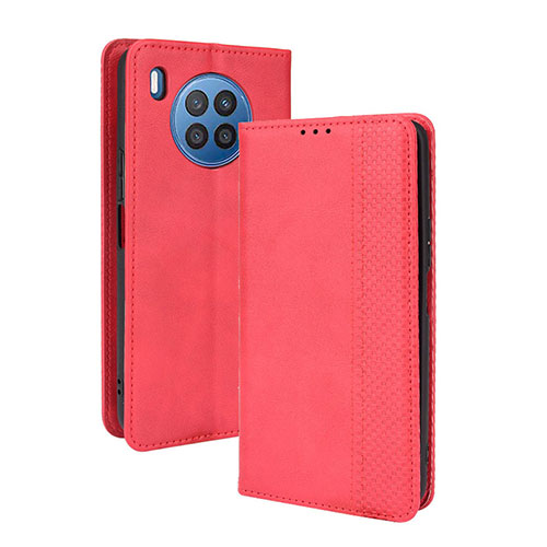 Leather Case Stands Flip Cover Holder BY4 for Huawei Nova 8i Red
