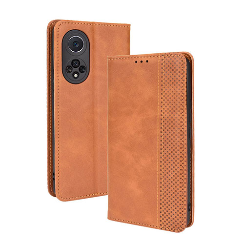 Leather Case Stands Flip Cover Holder BY4 for Huawei Nova 9 Pro Brown