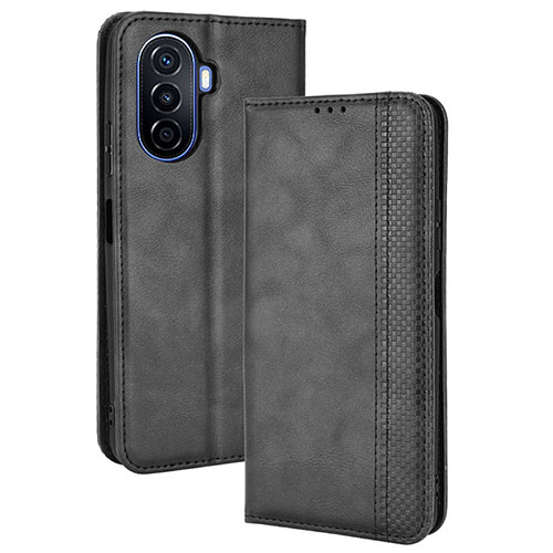 Leather Case Stands Flip Cover Holder BY4 for Huawei Nova Y70 Black