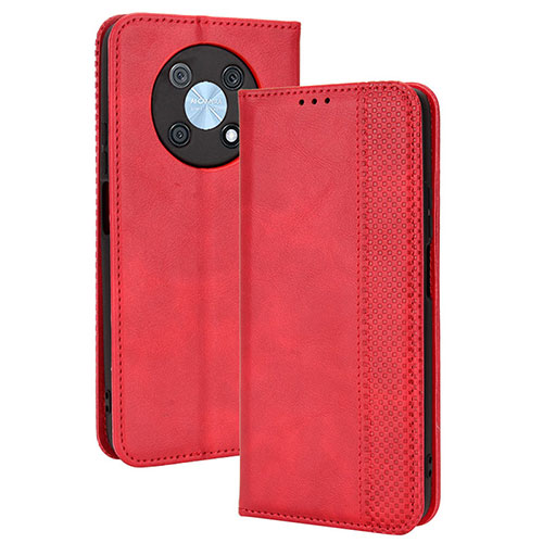 Leather Case Stands Flip Cover Holder BY4 for Huawei Nova Y90 Red