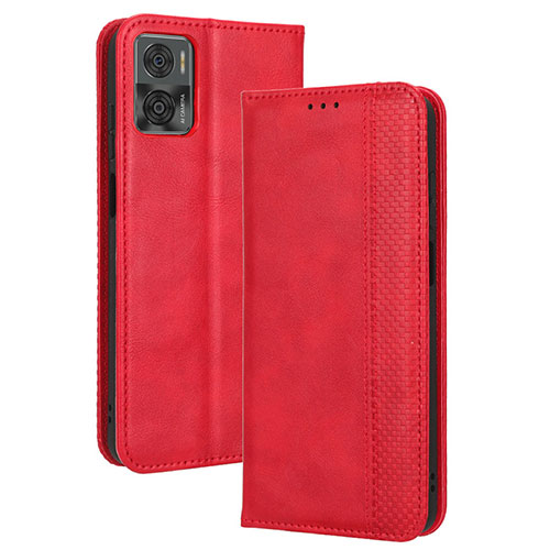 Leather Case Stands Flip Cover Holder BY4 for Motorola Moto E22i Red