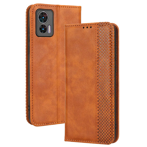 Leather Case Stands Flip Cover Holder BY4 for Motorola Moto Edge 30 Lite 5G Brown