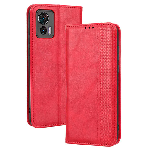 Leather Case Stands Flip Cover Holder BY4 for Motorola Moto Edge 30 Lite 5G Red