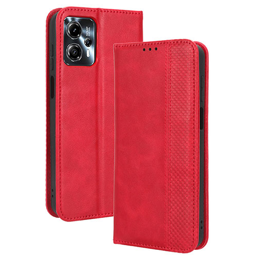 Leather Case Stands Flip Cover Holder BY4 for Motorola Moto G23 Red