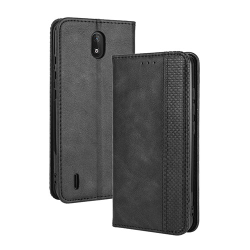 Leather Case Stands Flip Cover Holder BY4 for Nokia C2 Black