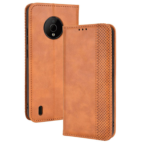 Leather Case Stands Flip Cover Holder BY4 for Nokia C200 Brown