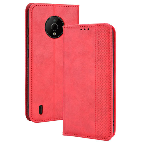 Leather Case Stands Flip Cover Holder BY4 for Nokia C200 Red