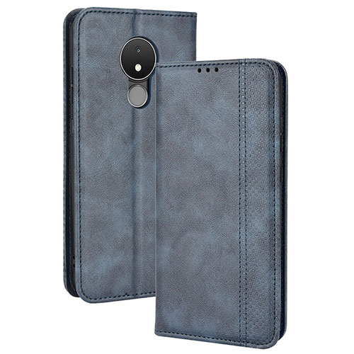 Leather Case Stands Flip Cover Holder BY4 for Nokia C21 Blue