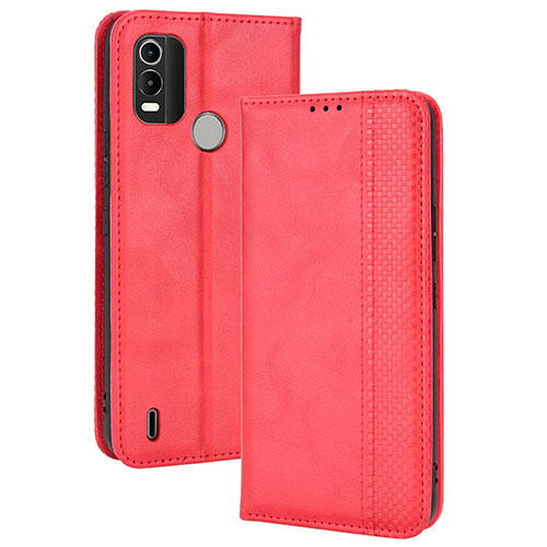 Leather Case Stands Flip Cover Holder BY4 for Nokia C21 Plus Red