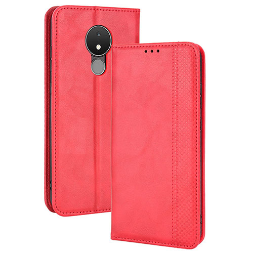 Leather Case Stands Flip Cover Holder BY4 for Nokia C21 Red