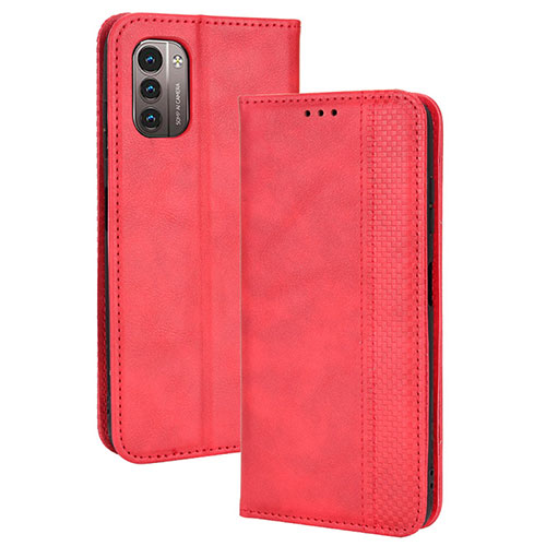 Leather Case Stands Flip Cover Holder BY4 for Nokia G21 Red