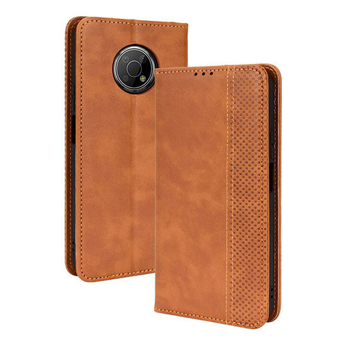 Leather Case Stands Flip Cover Holder BY4 for Nokia G300 5G Brown