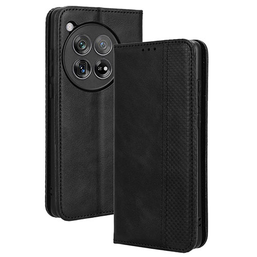 Leather Case Stands Flip Cover Holder BY4 for OnePlus 12R 5G Black