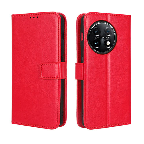 Leather Case Stands Flip Cover Holder BY4 for OnePlus Ace 2 Pro 5G Red