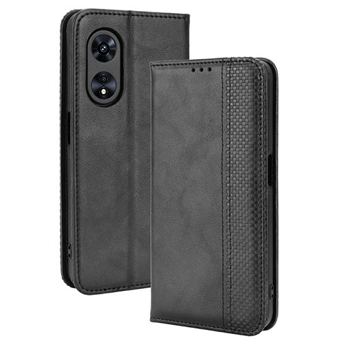 Leather Case Stands Flip Cover Holder BY4 for Oppo A1 Pro 5G Black