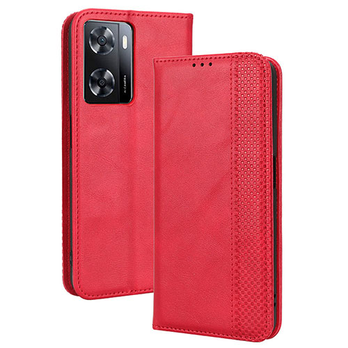 Leather Case Stands Flip Cover Holder BY4 for Oppo A57e Red