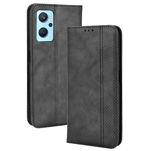 Leather Case Stands Flip Cover Holder BY4 for Oppo A96 4G Black