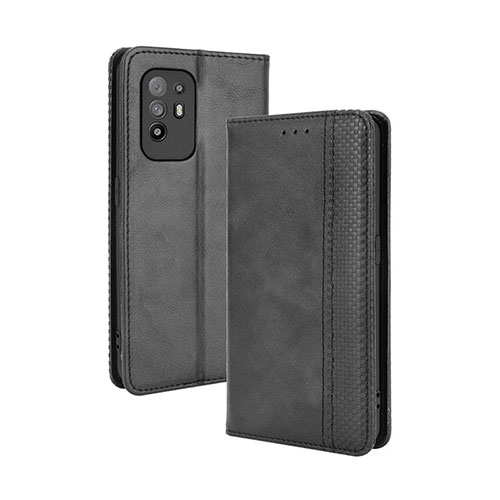 Leather Case Stands Flip Cover Holder BY4 for Oppo F19 Pro+ Plus 5G Black