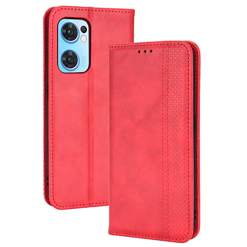 Leather Case Stands Flip Cover Holder BY4 for Oppo Find X5 Lite 5G Red