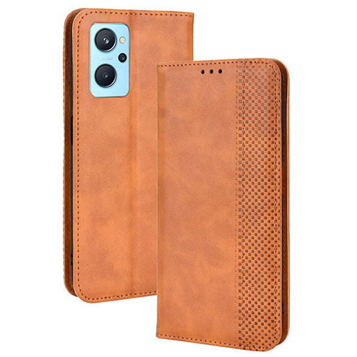 Leather Case Stands Flip Cover Holder BY4 for Oppo K10 4G Brown