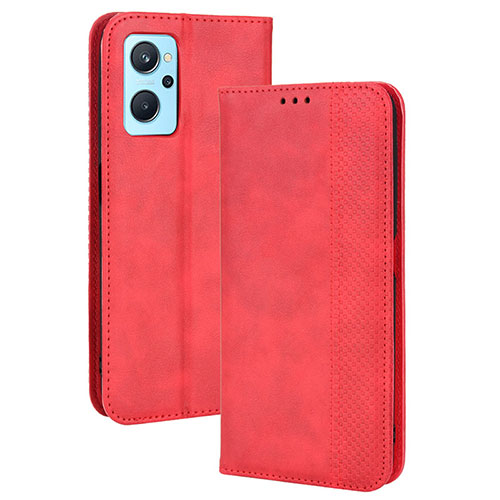 Leather Case Stands Flip Cover Holder BY4 for Oppo K10 4G Red