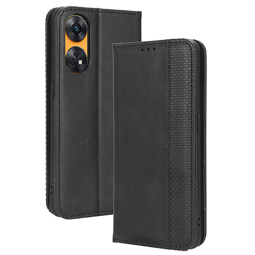 Leather Case Stands Flip Cover Holder BY4 for Oppo Reno8 T 4G Black