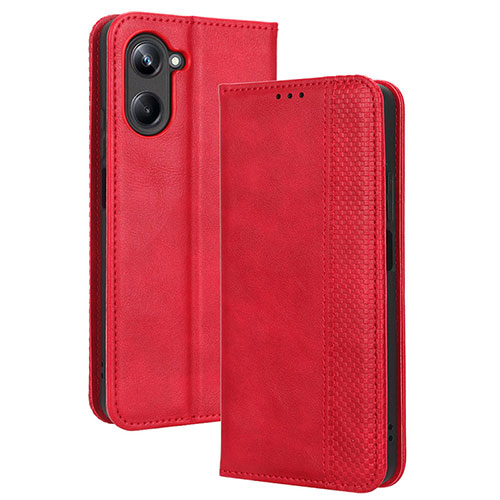 Leather Case Stands Flip Cover Holder BY4 for Realme 10 Pro 5G Red